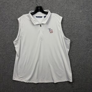 Cutter & Buck Womens Tampa Bay Rays Sleeveless Polo Shirt White 1/4 Zip XXXL